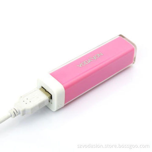 Colorful 2600mAh portable lipstick-shaped power bank for mobile phone